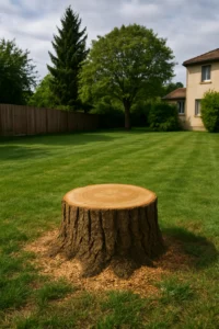 Souche visible après abattage d’un arbre à Franconville